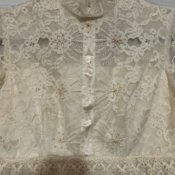 Handmade Bohemian Lace Embroidery Beading 60’s Vintage Wedding Dress Fairycore - Picture 16 of 16